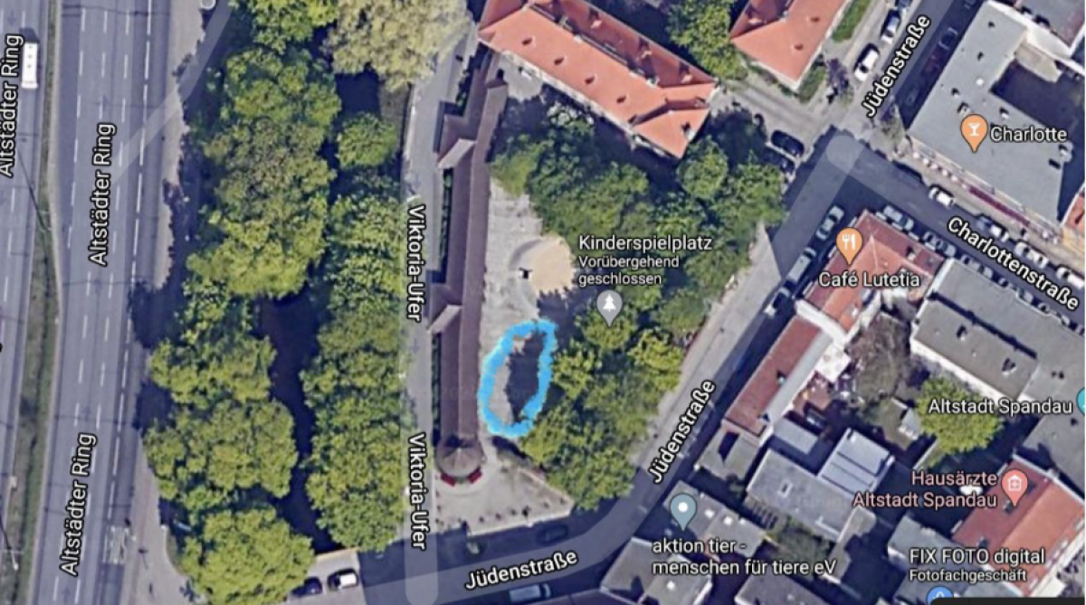 Lageplan Ein Lageplan auf dem der Ort des Stadttheaters blau markiert ist